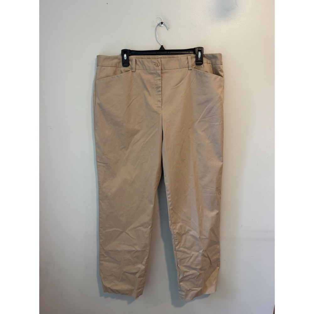 Jones New York Signature Tan Khaki Stretch Straight Leg Pants Womens 16